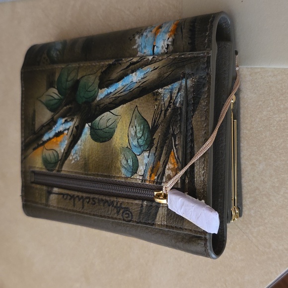 Hand-Painted Tiger Design Leather Wallet By Anuschka - Picture 12 of 12